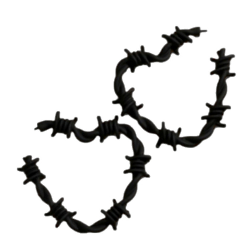 📣 Silicone Heart 🖤 Shaped Barbed Wire Hoop Earrings Black  NWTags 😍